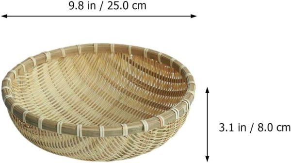 1pc Pastoral Bamboo Storage Basket Exquisite Khaki Fruit Basket for Household Use for Snacks and Organizing Bamboo Woven Design - Image 2