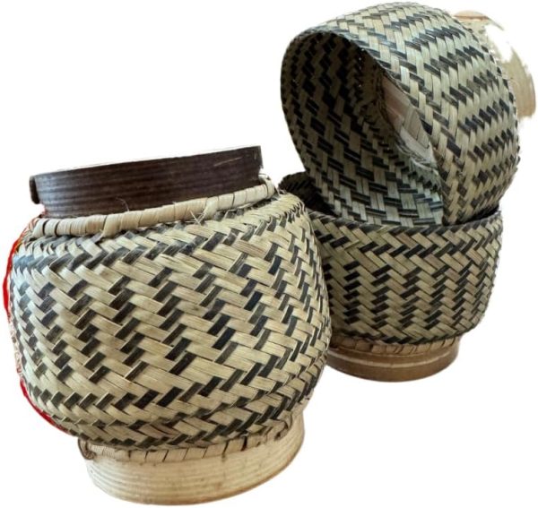 Traditional Handbamboo Sticky Rice Container, Bamboo Basket Storage