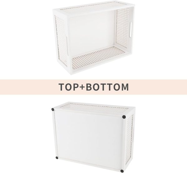 Wood Storage Baskets, Rattan Storage Baskets, Desk Office Drawer Storage Box. (White-Set2) - Image 2