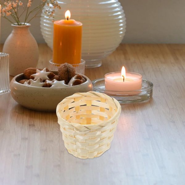 5 Pack Mini Wood Woven Baskets, Small Bamboo Storage Baskets, Mini Baskets for Home Organization, DIY Crafts, and Gift Packaging (2.95x2.95x2.36 Inches) - Image 2