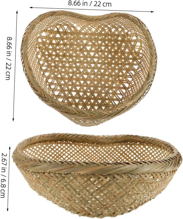 Bamboo Fruit Basket Woven Bread Snack Organizer Decorative Storage Basket for Home Desktop Rustic Tabletop - Image 2