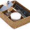 Desk Drawer Organizer Tray, Coffee Station Organizer Tea Bag Organizer, Woven Seagrass Storage Basket with 4 Divided Sections Handwoven Wicker Storage Basket for Shelves, Pantry, Coffee Bar - Image 2