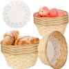 10 Pcs Round Bamboo Gift Basket,  7.9 x 7.9 x 3.5 Inch Woven Bread Baskets for Serving, Fruit and Food Serving Basket for Picnic Restaurant (Give Food Blotting Sheets)