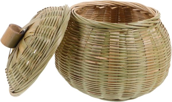 Woven Bamboo Basket Storage Box Round Desktop Organizer Snack Storage Holder Home Sundries Basket