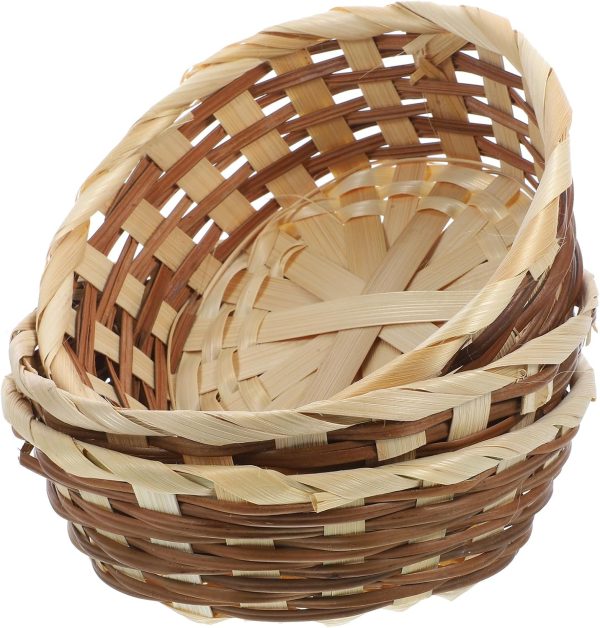 Handmade Bamboo Storage Basket 9Pcs Woven Basket Cake Container Knitting Woven Tray Wicker Storage Baskets Snack Storage Tray Decorative Fruit Baskets