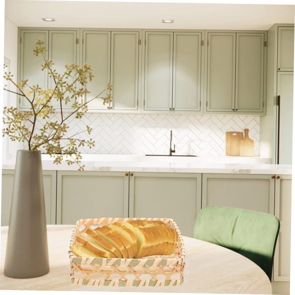 Bamboo Storage Woven Basket Desktop Basket Kitchen Organizing for Bread Vegetables Tea - Image 2