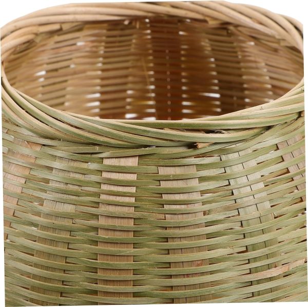 Woven Bamboo Basket Storage Box Round Desktop Organizer Snack Storage Holder Home Sundries Basket - Image 2