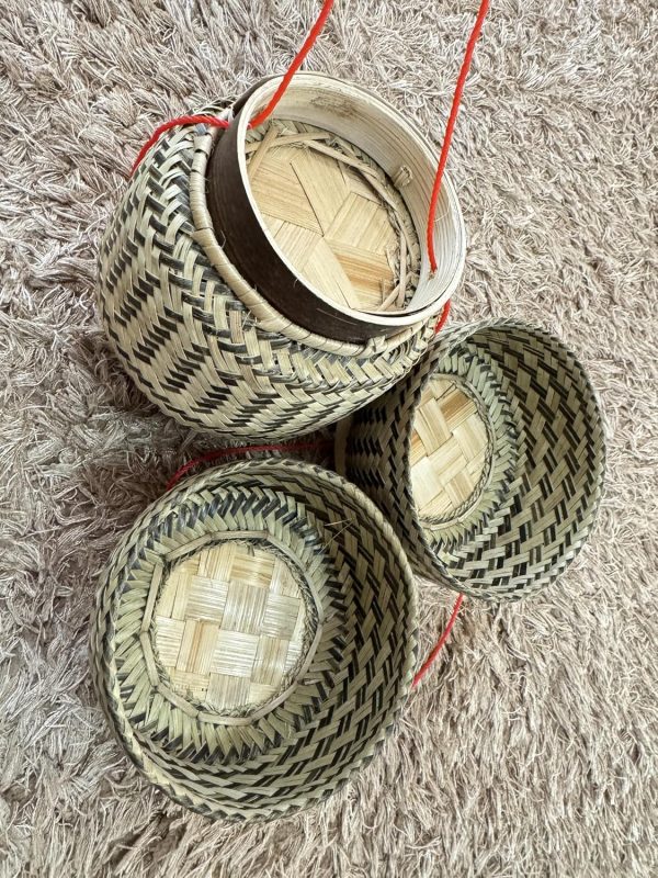 Traditional Handbamboo Sticky Rice Container, Bamboo Basket Storage - Image 2